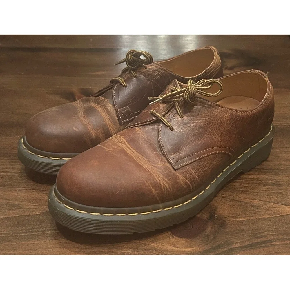 Dr. Martens 8053 Oxford Mens 8 Brown Crazy Horse Leather 5-Eye Padded Collar